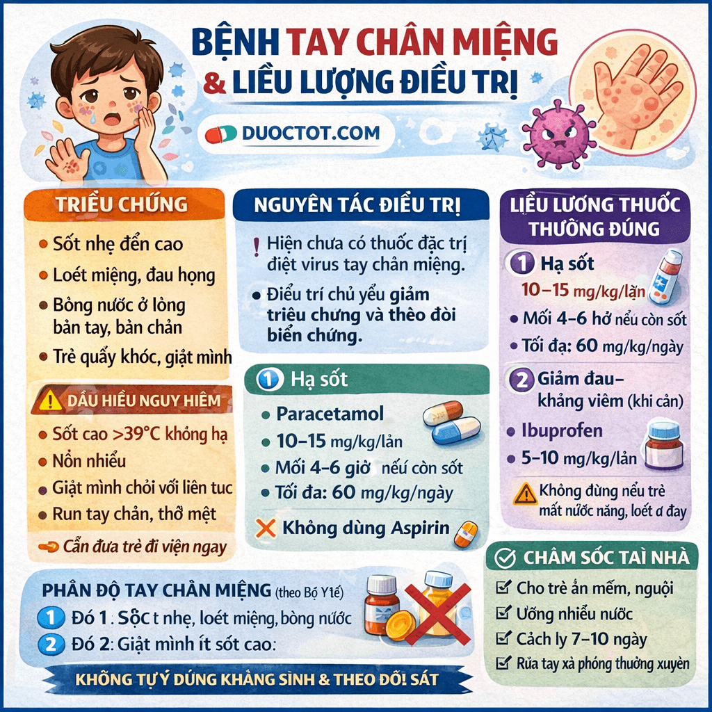 Bệnh tay chân miệng và liều lượng điều trị Bệnh tay chân miệng và liều lượng điều trị